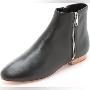 Loeffler Randall Astrid Flat Zip Bootie Black Leather (size 9).